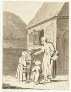 Peasant Woman Sending Her Children to School