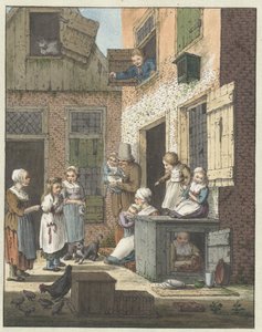 Group of People in Front of a House by Christina Chalon