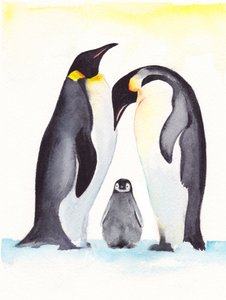 Penguin Family Portrait by Christine Lindstrom
