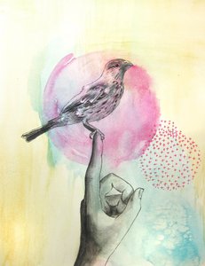 Pink Bird Finger Perch by Christine Lindstrom