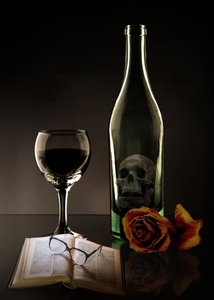 Wine Skull and Rose by Christine SUISSIA