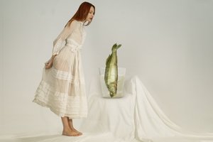 Curious Woman and Fish by Christine von Diepenbroek
