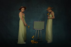 Elegant Women and Sunflowers by Christine von Diepenbroek