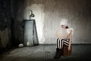 Feathered Woman With Balloon by Christine von Diepenbroek