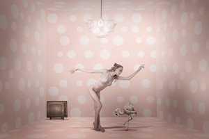 Pink Polka Dot Flamingo Dancer