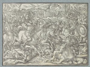 Battle by a Cliff by Christoffel van Sichem (I)