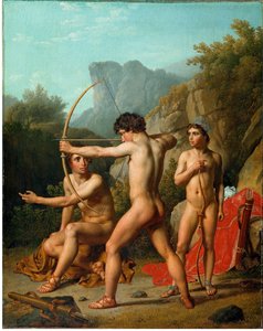 Three Spartan Boys Practising Archery