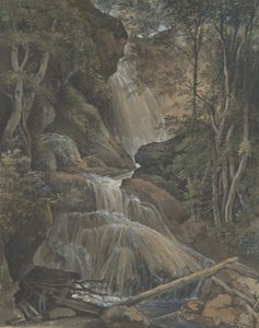 A Waterfall in a Forest at Langhennersdorf