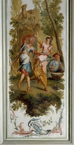 Chinoiserie: Dance scene, panel of the grand salon of the chateau de Champs sur Marne realized by Christophe Huet (1700-1759)