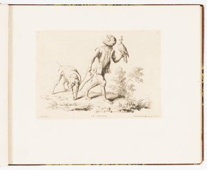 Plate 5, The Falcon, Monkey Antics or Different Actions of Human Life Represented by Monkeys by Christophe Huet