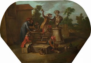 Singerie: The Sculptor, c.1739 by Christophe Huet