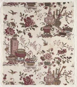 Fragment of Woodblock Printed Cotton by Christophe Philippe Oberkampf