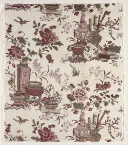 Fragment of Woodblock Printed Cotton by Christophe Philippe Oberkampf