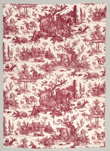 Strip of Copperplate Printed Cotton with Les Plaisirs de la Ferme Design