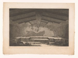 Etruscan Tomb Chamber in Tarquinia with a Wall Painting of a Procession on the Back Wall by Christopher Norton