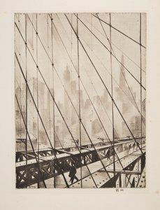 Looking Through Brooklyn Bridge, pub. 1921 by Christopher Richard Wynne Nevinson