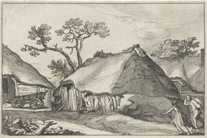 Farm and a Wagon in a Yard by Claes Jansz. Visscher (II)