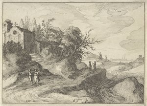 Chapel on a Winding Country Road by Claes Jansz. Visscher (II)