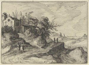 Chapel on a Winding Country Road Holland Landscapes (series title) Amaeniores Aliquot Regiunculae (series title on object) by Claes Jansz. Visscher (II)