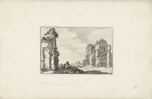 Two Shepherds by a Ruin (Italian Landscapes with Ruins) by Claes Jansz. Visscher (II)