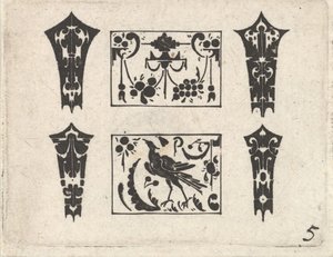 Blackwork Print with a Symmetrical Schweifwerk Pattern