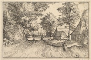Village Road, plate 4 from Regiunculae et Villae Aliquot Ducatus Brabantiae by Claes Jansz Visscher