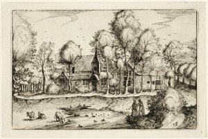 A Pond, plate eighteen after Pictures of Farms, Country Houses and Rustic Villages by Claes Jansz. Visscher II