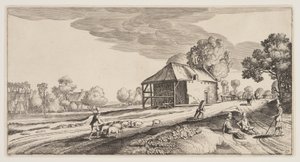 Crossroad Near a Water-Mill, from Landscapes (Pleasant Landscapes) by Claes Jansz. Visscher II