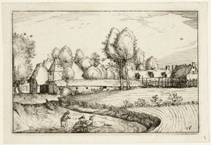 Road along a Field, plate sixteen after Pictures of Farms, Country Houses and Rustic Villages by Claes Jansz. Visscher II
