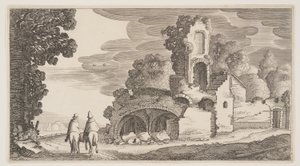 Ruins Along a Road, from Landscapes (Playsante Lantschappen) by Claes Jansz. Visscher II