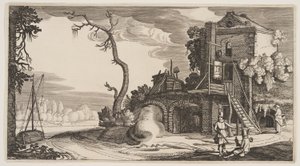 Square Tower Used as Inn Near a River, from Landscapes by Claes Jansz. Visscher II