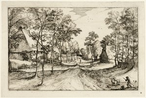 Village Road, plate fourteen after Pictures of Farms, Country Houses and Rustic Villages by Claes Jansz. Visscher II