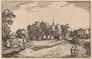 A Convent by Claes Jansz Visscher after Johannes van Doetechum, the Elder after Lucas