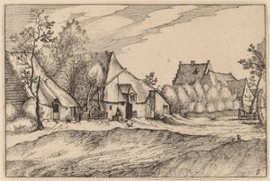Farms in a Village by Claes Jansz Visscher after Johannes van Doetechum, the Elder after Lucas