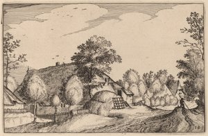 Village Road by Claes Jansz Visscher after Lucas van Doetechum after Master of the Small Landscapes after Johannes
