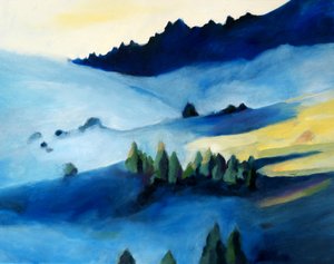 Misty Blue Mountainscape