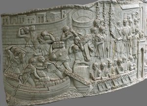 The Roman galleys. Relief detail of Trajan