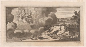 Allegorical or Biblical Scene with Kneeling Figure Before Man on Throne with Flames by Claude Augustin Duflos