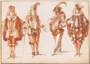 Four Costume Figures by Claude Gillot