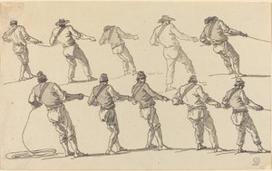 Ten Men Pulling on Ropes by Claude Joseph Vernet