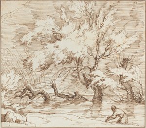 Trees Reflected in a Brook by Claude Joseph Vernet