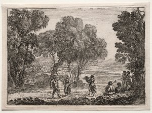 Landscape with a Country Dance Small Plate, c. 1637 by Claude Lorrain
