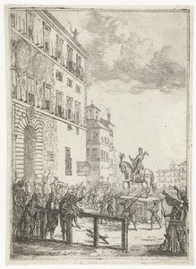 Equestrian Statue of the Emperor of the Holy Roman Empire (series title: Fireworks and Festivities for the Newly Elected Emperor of the Holy Roman Empire) by Claude Lorrain