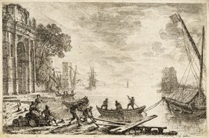 Harbour Scene With Rising Sun