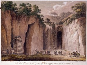 View of the Cave of Pausilippe, Near Naples, Drawing by Chatelet by Claude Louis Chatelet
