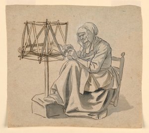 An Old Woman Spinning, 1810–30 by Claude Louis Desrais