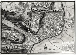 Map of Saintes, capital of Saintonge, from Receuil des Plans de Saintonge, 1716 by Claude Masse