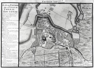 Map of the town of Tonnay-Boutonne, from Recueil des Plans de Saintonge by Claude Masse