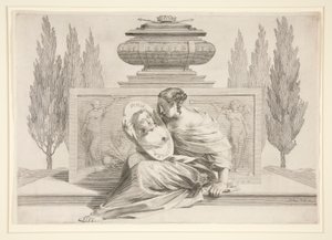 Allegory of the Death of the Queen (Anne of Austria) by Claude Mellan