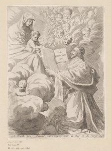 Armand-Jean du Plessis Duke of Richelieu Presents a Book to Mary with Child by Claude Mellan